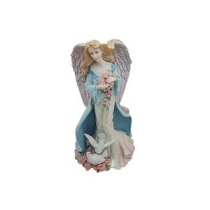 VTG Resin Angel Taper Candle Holder 7" Hand Painted Religious Christianity